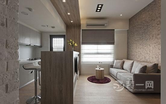 50平北欧风格小户型装修设计效果图:吧台结合电视柜,节省了空间面积